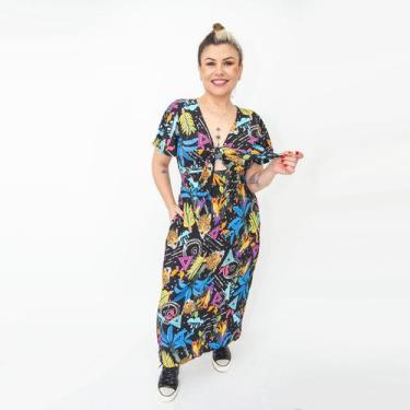 Imagem de Vestido Midi Leninha Amarração na Frente com Bolsos Preto - Canindé, 4