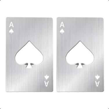 Imagem de Kit 02 Abridor De Garrafa Formato Carta De Baralho Espada Poker Aço In