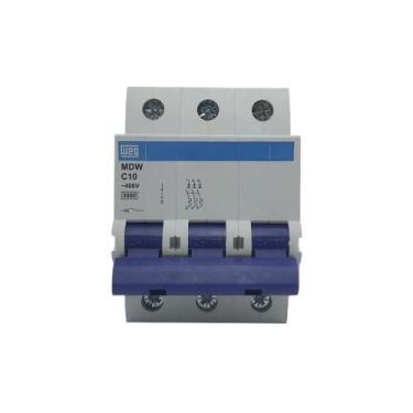 Imagem de Disjuntor termomagnetico mini mdw-c 10a tripolar - WEG