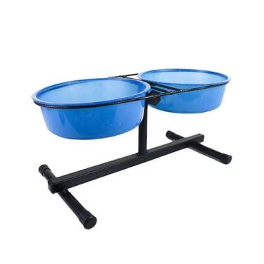 Imagem de Comedouro Duplo Regulável Tigelas Azul para Cães - Pet Injet