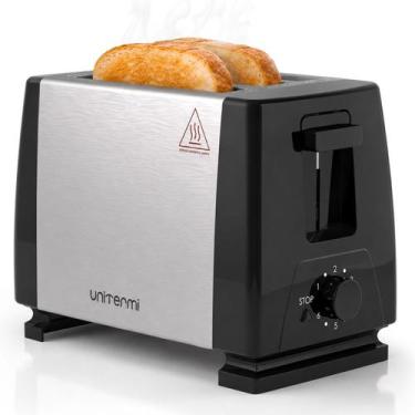 Imagem de Torradeira 650W Pães Elétrico Aço 2 Fatias Compacta Bandeja Removível 
