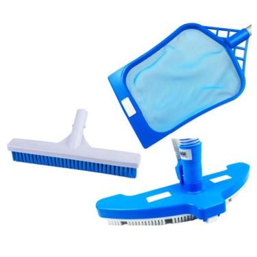 Imagem de Kit Aspirador Jumbo 3 Rodas Peneira Cata Folhas Escova Reta Acessórios