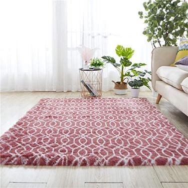 Imagem de Tapetes fofos, macios e ondulados, de pelúcia longa, antiderrapante, lavável para sala de estar, quarto, banheiro, quarto das crianças, tapete de ioga, vermelho, 80120 cm