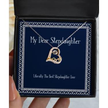 Imagem de SpreadPassion Colar de amor para dançar, literalmente a melhor enteada de todos os tempos, presente para filha, da mãe