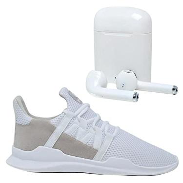 Imagem de Tênis Caminhada Corrida Leve Macio Confortável Fitness Academia + Fone Sem Fio Bluetooth