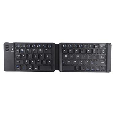 Imagem de Teclado Bluetooth portátil, mini teclado sem fio dobrável teclado de computador tablet teclado ultra fino para celular tablet com tiras magnéticas embutidas (preto)