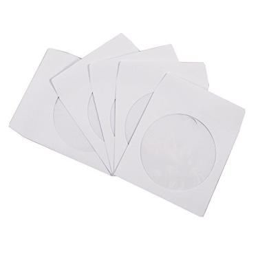 Imagem de Pacote com 100 envelopes Maxtek Premium de papel branco grosso para CD DVD com recorte e aba, 100 g