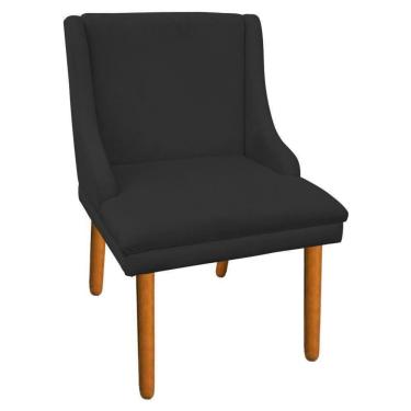 Imagem de Cadeira de Jantar Liz Suede Preto Pé Palito Castanho D`Rossi