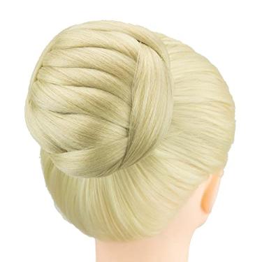 Imagem de IMISSU Cobertura de cabelo chignon trançado dançarina rosquinha peruca de cabelo scrunchie coque para mulheres (M1 Loira Suja)