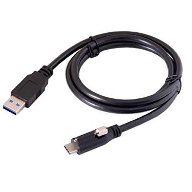 Imagem de Cablecc USB 3.1 conector de bloqueio tipo C para cabo de dados USB 3.0 padrão 1,2 m com parafuso de montagem no painel