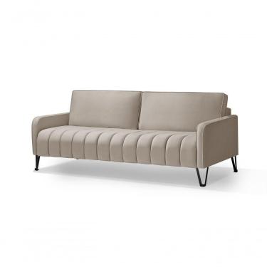Imagem de Sofá Living 3 Lugares C/ Pé De Ferro Preto 2,20 Mts Bege