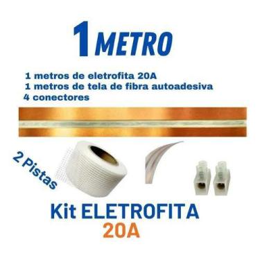 Imagem de Kit 1 Metro Eletrofita 2 Pistas 20A + 4 Conectores + Tela