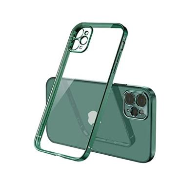 Imagem de Capa transparente de silicone com moldura quadrada para iPhone 11 12 13 14 Pro Max Mini X XR 7 8 Plus SE 3 Capa traseira transparente, verde escuro, para iphone 6 6s plus