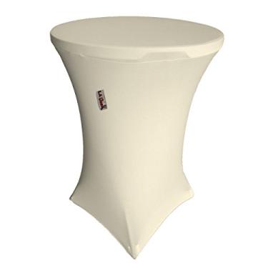 Imagem de LA Linen Toalha de mesa redonda de elastano 91,4 cm x 76,2 cm de altura, marfim