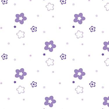 Imagem de Papel de Parede Lilás Floral para Quarto 57x270cm