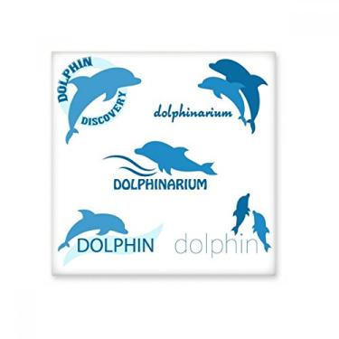 Imagem de Azulejo de cerâmica de biologia golfinho do mar azul brilhante decalque pedra adornada tijolo vitrificado