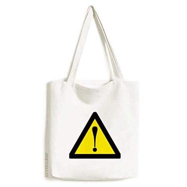 Imagem de Símbolo de aviso amarelo preto triângulo seguro bolsa sacola de compras bolsa casual bolsa de mão