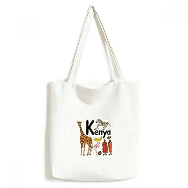Imagem de Bolsa de lona com estampa de marco nacional Kenya Bolsa de compras casual