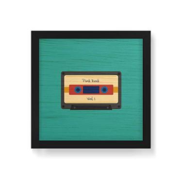 Imagem de Arte Maníacos Quadro Decorativo em Madeira Fita Punk Rock - 30x30cm (Moldura caixa em laca preta)
