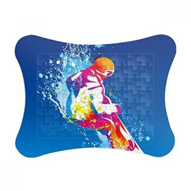 Imagem de Esqui de inverno com ilustração colorida e moldura de quebra-cabeça decoração de imagem ornamento de jogo de quebra-cabeça