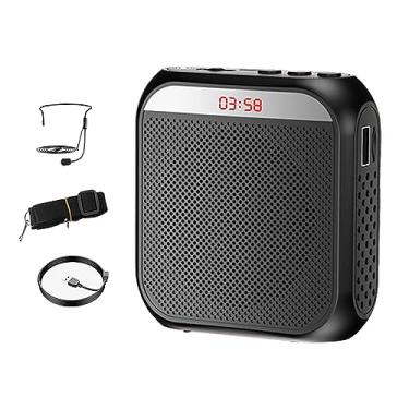 Imagem de Amplificador de voz portátil megafone alto-falante tela led amplificador de voz pessoal para jogos ao ar livre professor cantando yoga, PRETO