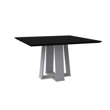 Imagem de Mesa de Jantar Quadrada com Tampo de Vidro Valencia Preta e Off White 135 cm