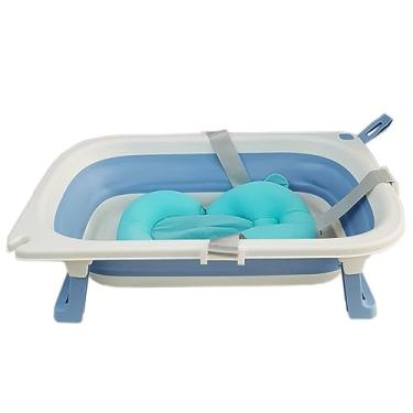 Imagem de Kit Banheira Dobrável E Almofada Banho Bebê Infantil Boia Flutuante Recém Nascido