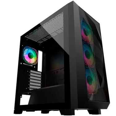 Imagem de Gabinete Gamer Hayom GB1770, Lateral em Vidro Temperado, 4x Fans RGB, USB 3.0, EATX, Preto