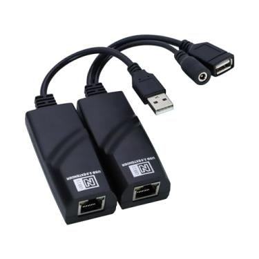 Imagem de E-SDS Extensor USB 2.0 para RJ45 Over Cat5 Cat5E Cat6 até 328 Ft, extensor Ethernet USB sobre Cat5/5E/6 Suporta Windows/Mac/Vista, Plug and Play, sem necessidade de drivers, com um Hub USB de 4 portas