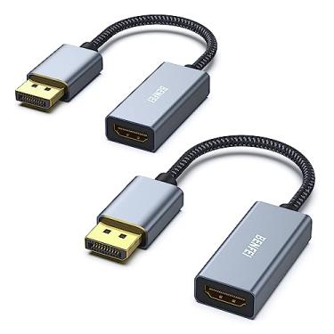 Imagem de Cabo adaptador BENFEI 4K de DisplayPort para HDMI (2K 60 Hz, 1080p 120 Hz), conversor unidirecional para monitor (macho para fêmea), compatível com HP, Dell, GPU, AMD, NVIDIA e mais (pacote com 2)