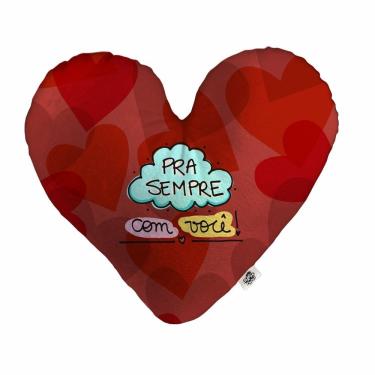 Imagem de Almofada Coração Pelúcia Pra Sempre Com Você Namorados Tamanho:P