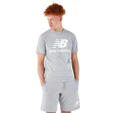Imagem de New Balance Essentials Stacked Logo Tee, Camiseta Masculino, Cinza (Grey), GG