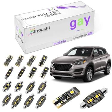Imagem de ZIYOLIGHT - PL2015A Substituição para Hyundai Tucson 2016-2020 Kit de luz interior LED para Hyundai Tucson 2016-2020, pacote de acessórios de luzes de cúpula branca 6000K + atualização de lâmpadas de