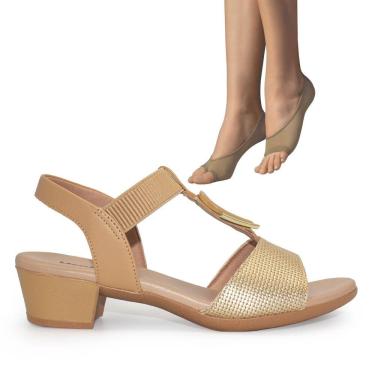 Imagem de Sandália Usaflex Feminina Salto Bloco MM0801+2P Meias Color Sports Sapatilha Dedinhos 9065