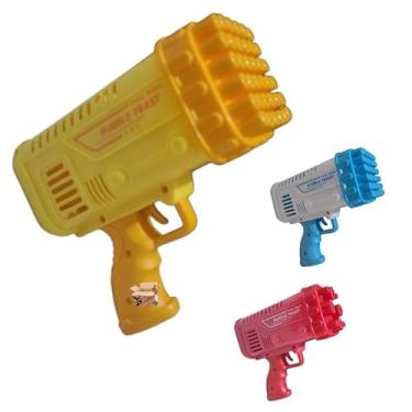 Imagem de Brinquedo Pistola Bazuka Lança Bolhas De Sabão Elétrica Automática (Elétrica Amarela QB-318)