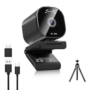 Imagem de Nisheng Webcam 4K, câmera de streaming para PC com 2 microfones com cancelamento de ruído, webcam USB para laptop, capa de privacidade embutida, câmera Plug & Play para zoom, equipes, streaming e
