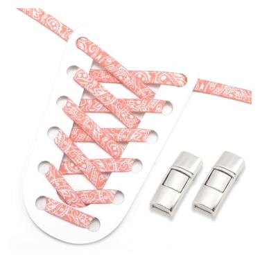 Imagem de Metal Lock Lazy People Shoelace Mix And Match Colors Outdoor Sport Elastic Shoelaces Children Adult Shoe Accessories(Pink white)