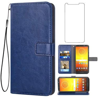 Imagem de Asuwish Compatível com Moto E5/G6 Play/MotoG6 Forge, capa tipo carteira de vidro temperado, capa flip com suporte para cartão, capas de telefone para Motorola MotoG6Play Moto6 G 6 6G G6Play MotoE5 5E