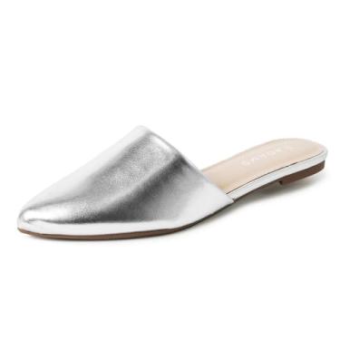 Imagem de J. Adams Lennox Mules para mulheres - Calcanhares fechados com bico fino, Poliuretano prateado, 34