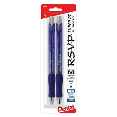 Imagem de Pentel Caneta esferográfica RSVP Super RT, linha média, tinta azul, pacote com 2 - BX480BP2C