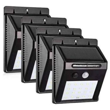 Imagem de 4 Luminárias Solar Parede 25 Led Sensor Movimento Externa - Lorben