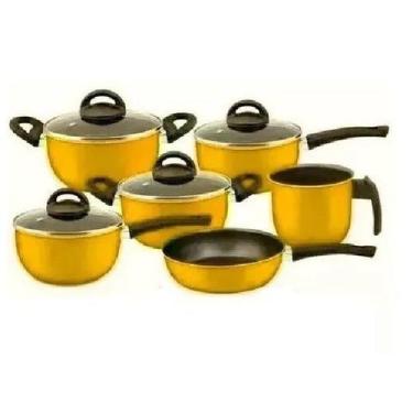 Imagem de Conjunto de panelas 06 pçs antiaderente marpal com teflon, Amarelo