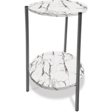 Imagem de Mesa Mesinha De Canto Redonda Decoração Qatar Industrial Prata - Genus