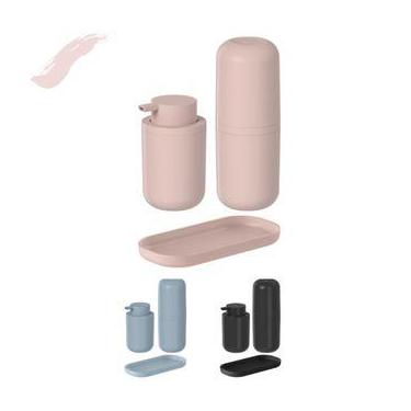 Imagem de Kit Banheiro 3 Peças Bold Ou Cor Rosa Duna com Porta Sabonete Líquido 