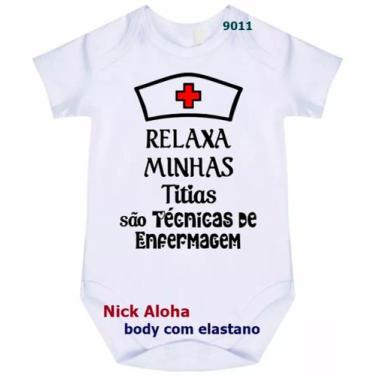 Imagem de body bebê relaxa minhas titias são técnicas de enfermagem cód 9011 - n