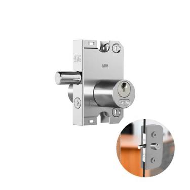 Imagem de Fechadura Cromada Com Cilindro Redondo Para Porta de Vidro Basculante 