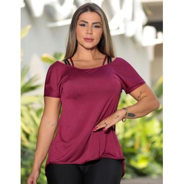 Imagem de Blusa Feminina com Mangas em Dry Fit para Academia - Fitmoda , Bordô, 