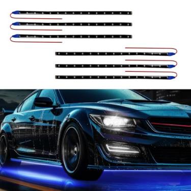 Imagem de PACLVIO 6 peças de 15 luzes de LED na parte inferior da carroçaria, 3 m, à prova d'água, 12 V, LED, interior, exterior, com fio de 15 polegadas, fita de luz automática flexível, decoração universal