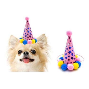 Imagem de Fantasia Para Cachorro Chapéu de Aniversário Festa Para Pets Cães Gato