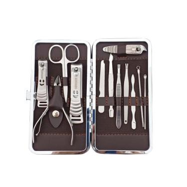 Imagem de Kit Cortador De Unha Manicure Portátil Estojo 12 peças Tesoura, Pinça,